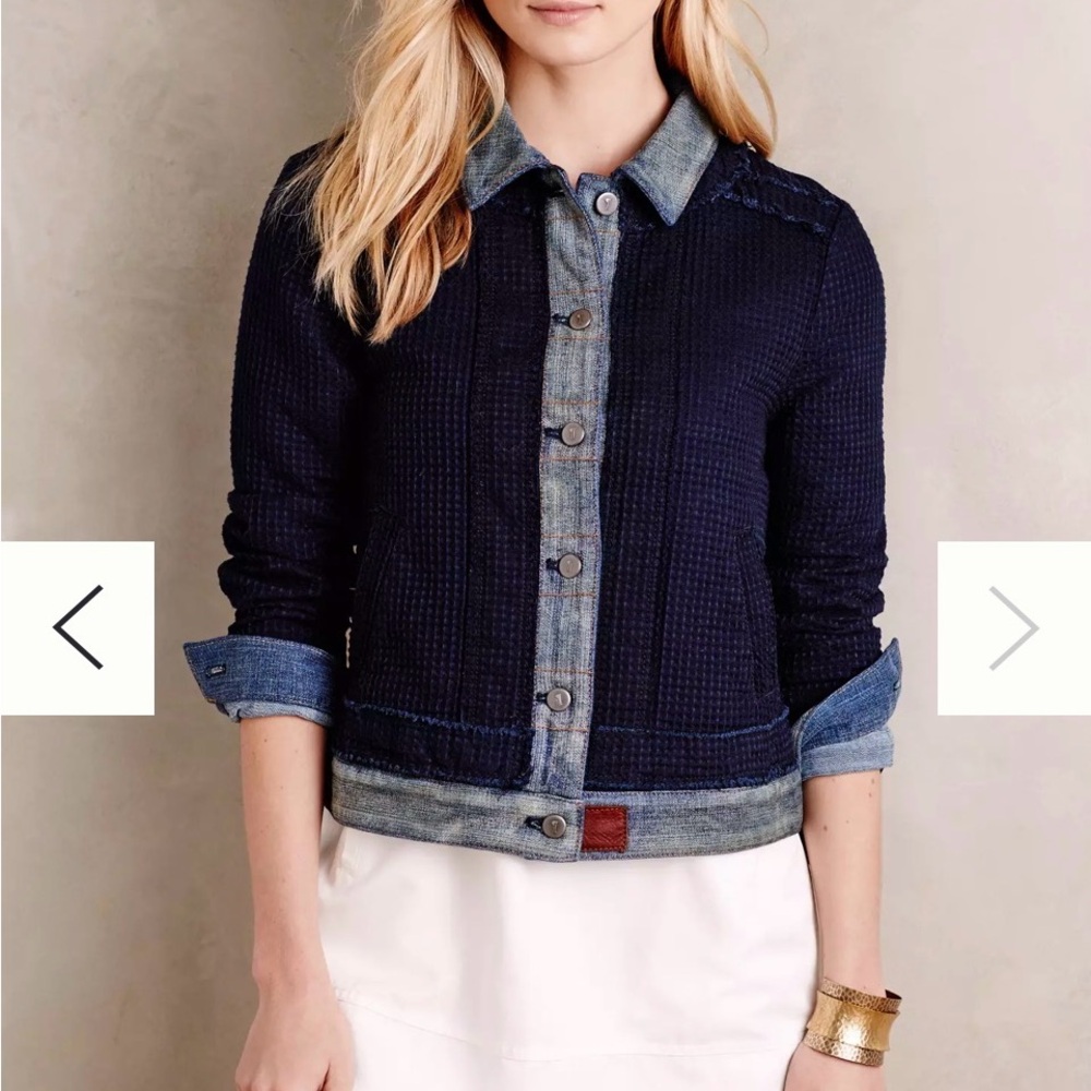 ANTHROPOLOGIE-SOLD OUT NWT Pilcro Textured Navy and Denim Jacket